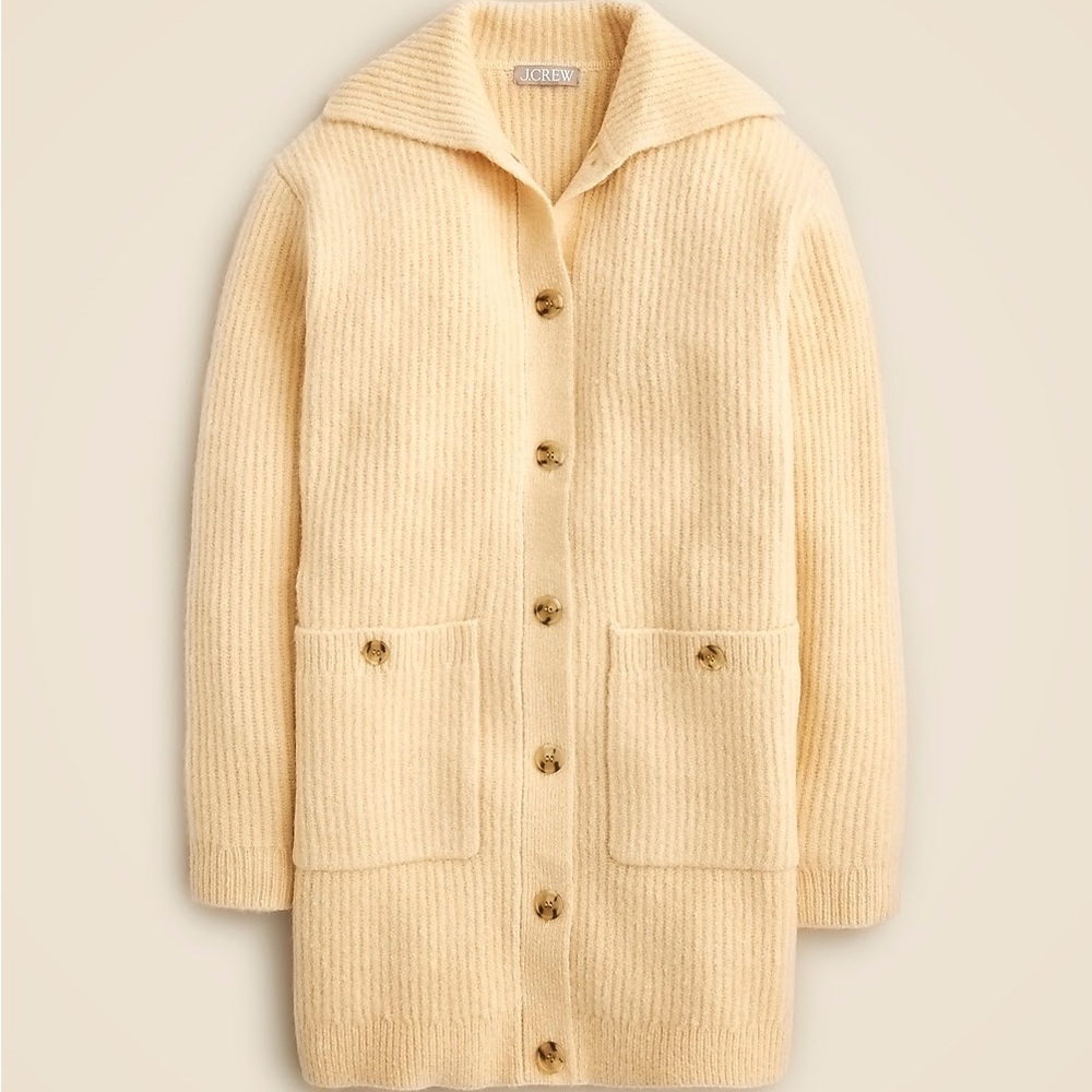 J. Crew Women's Long Ribbed Cardigan - Aged Parchment